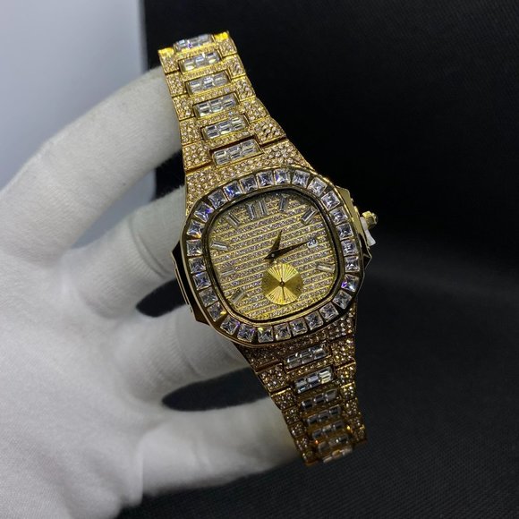 Limited Edition Men's Full Diamond Plated Iced Out Rhinestones Watch - Picture 2 of 9